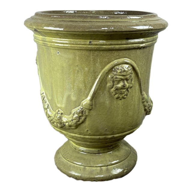 Large French Anduze Garden Urn in Green Glaze For Sale