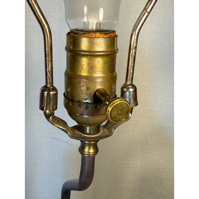 Mid-Century Parcel Gilt Faux Lapis Lazuli Asian Figural Table Lamp For Sale - Image 9 of 10