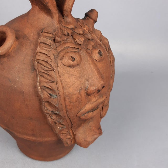 Brown Vintage Rustic Terracotta Vase, 1950s For Sale - Image 8 of 13