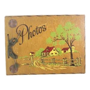 1940’s Painted Wood Photo Album Modern Farmhouse Decor or Rustic Cabin Cottage-Core