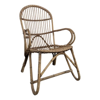 Vintage Armchair in Bamboo and Rattan For Sale