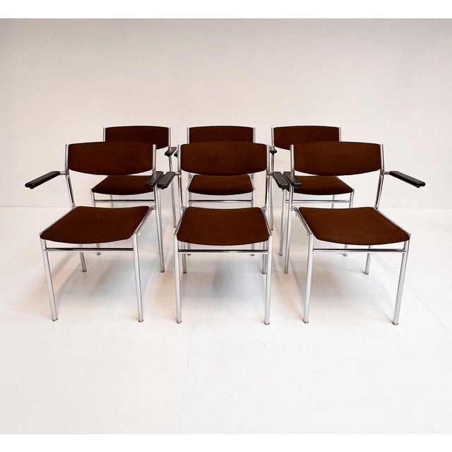 Metal Rust Brown Stackable Chairs by Gijs Van Der Sluis, 1970s, Set of 6 For Sale - Image 7 of 18