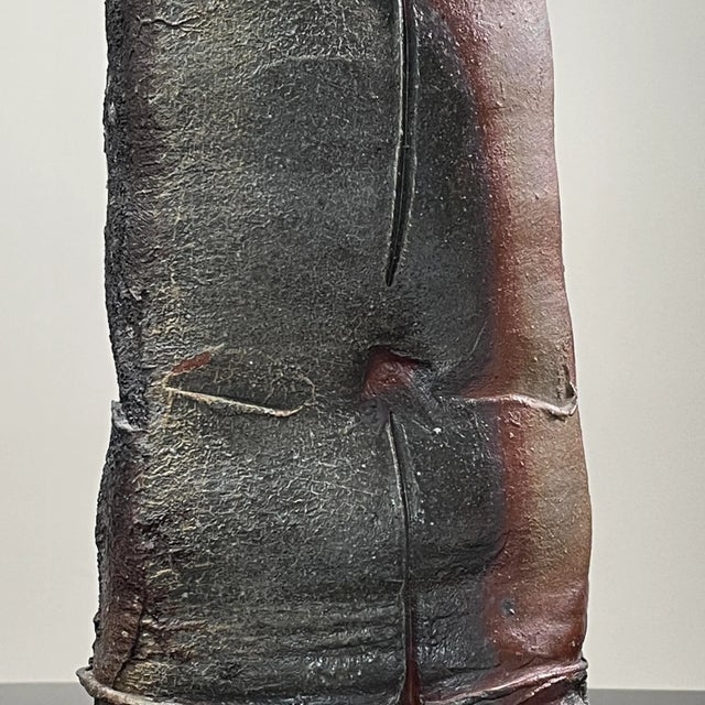 Ceramic 1980s Jeff Shapiro Wood Fired Stoneware Vase, Raku For Sale - Image 7 of 12