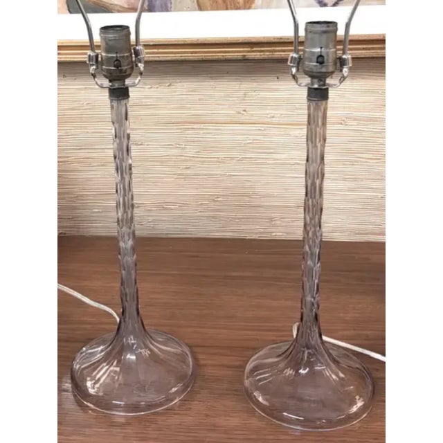 Art Deco Art Deco French Crystal Cut Glass Lamps in a Lavender Amethyst Color For Sale - Image 3 of 7