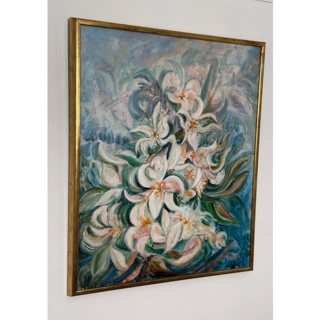 Torsten Hult, White Lilies, 1960s, Oil on Canvas, Framed For Sale - Image 13 of 18