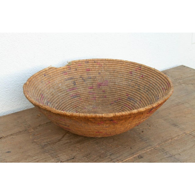 Antique Faded Geometric Winnowing Bowl For Sale - Image 4 of 8