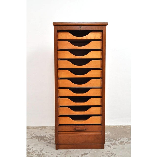 Vintage Roller Door Cabinet in Oak and Beech, 1940s For Sale - Image 13 of 14