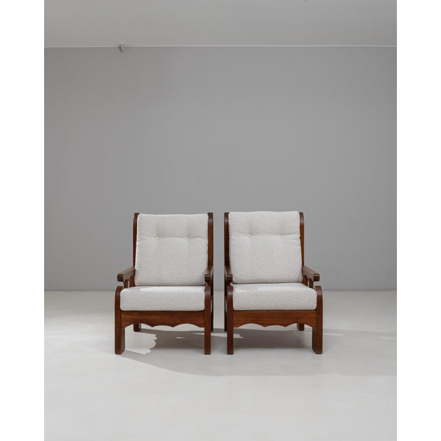Brutalist 1970s French Brutalist Upholstered Armchairs with Carved Details - A Pair For Sale - Image 3 of 18