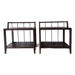 Pair of Four Hands Howard Nightstands in Pecan – Wood & Metal Bedside Tables For Sale