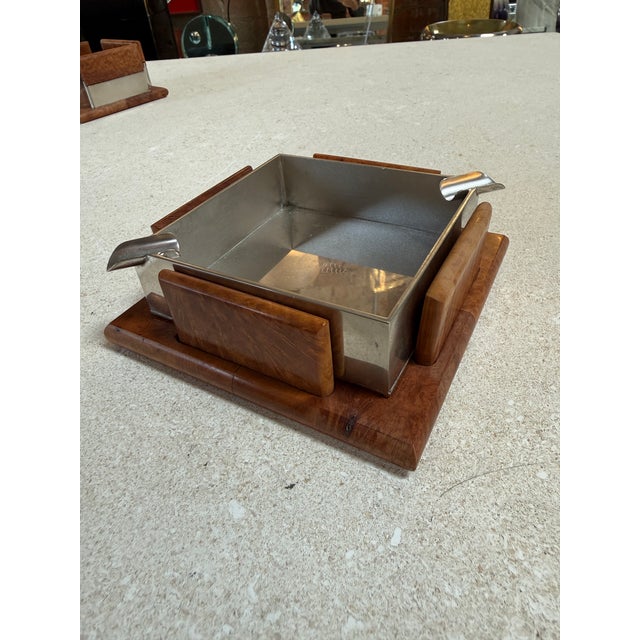 Vintage Trussardi Wood & Metal Desk Accessories Set For Sale - Image 12 of 13