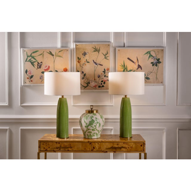 Name: Cannon Apple Green Lamp Size: 31"H x 17"dia Transitional in shape, the Cannon lamp is available in multiple...