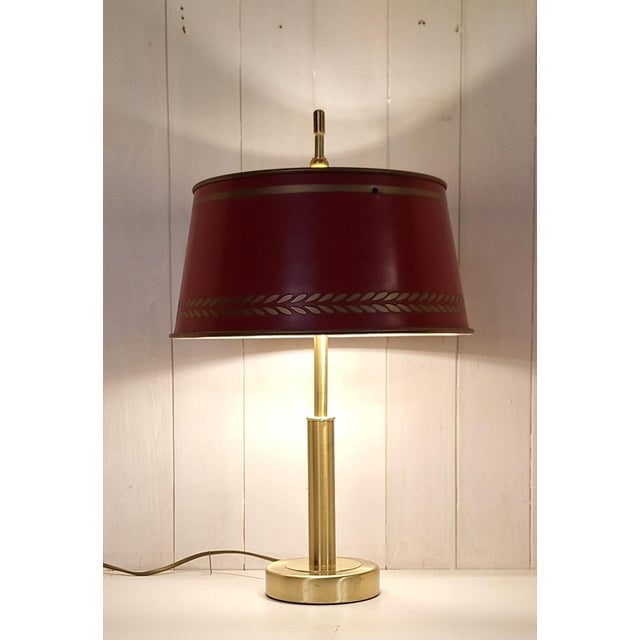 2000 - 2009 Vintage Table Lamp with Brass Frame and Red Metal Shade, 2000s For Sale - Image 5 of 7