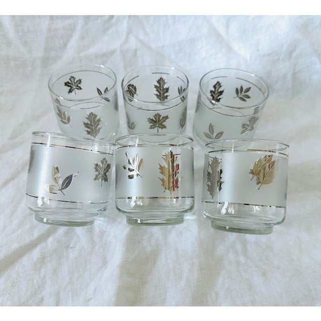 Metal MCM Libbey Silver Leaf Rock Glasses-a Set For Sale - Image 7 of 7