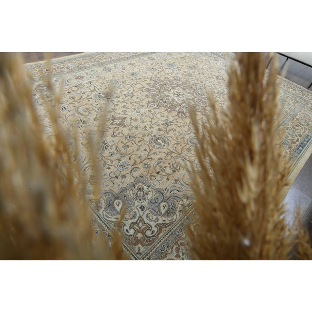 Beige 1970s Vintage Persian Handmade Wool Cotton Beige Area Rug For Sale - Image 8 of 11