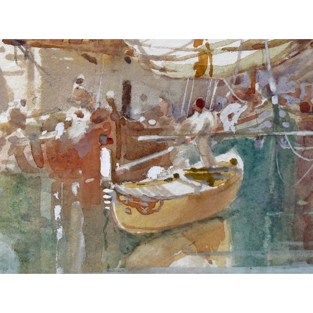 Glass Antique Nautical Painting on the Lagoon Venice by William Knox Rba C1917 Framed For Sale - Image 7 of 12