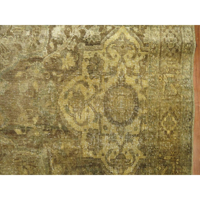 Persian Antique Zabihi Collection Persian Tabriz Brown Gold Rug - 4' x 5'4" For Sale - Image 3 of 4