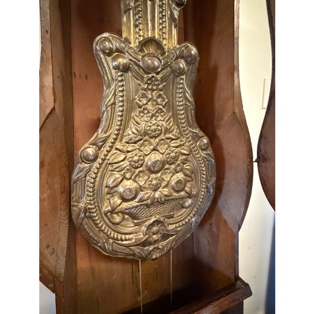 Mid 19th Century Late 19th Century French Comtoise Morbier Tall Case Clock, Faux Grained Rosewood Over Pine, Circa 1860 For Sale - Image 5 of 15