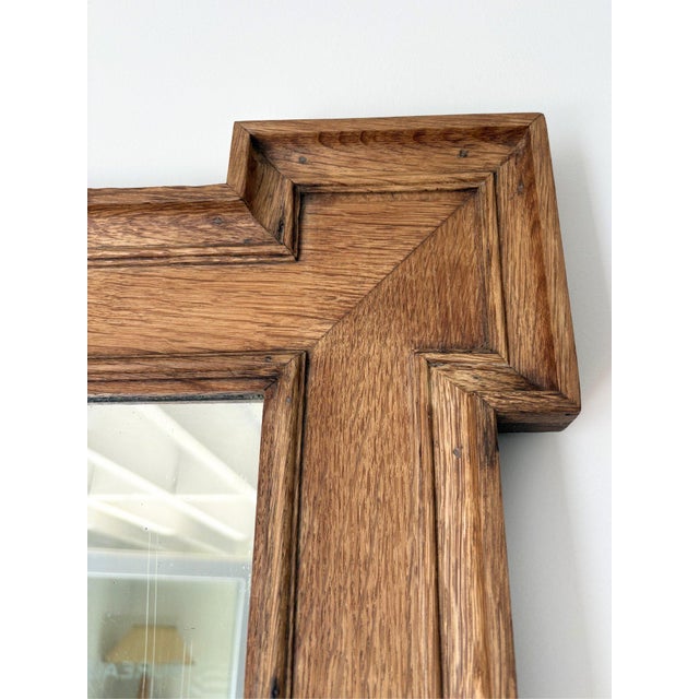 Architectural Oak Wall Mirror with Crossette Corners, France, 1920s For Sale - Image 4 of 11