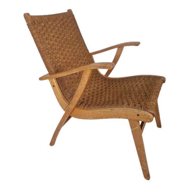 Rope and Beech Wood Easy Chair by Bas Van Pelt for Vroom & Dreesman, 1950s For Sale