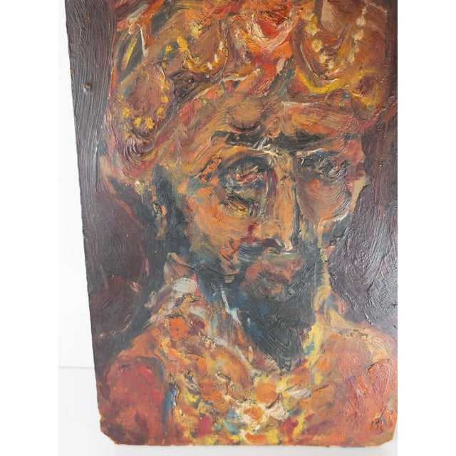 Mid-Century Abstract Impressionist Orientalist Portrait of a Man For Sale In New York - Image 6 of 7