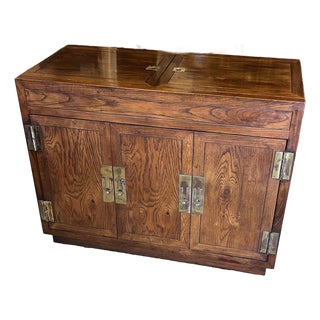 Late 20th Century Henredon Campaign Style Bar Cart For Sale