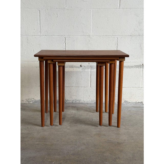 1960s Teak Nesting Tables Set of 3 Vintage Danish Mid-Century Modern 1960s For Sale - Image 5 of 11