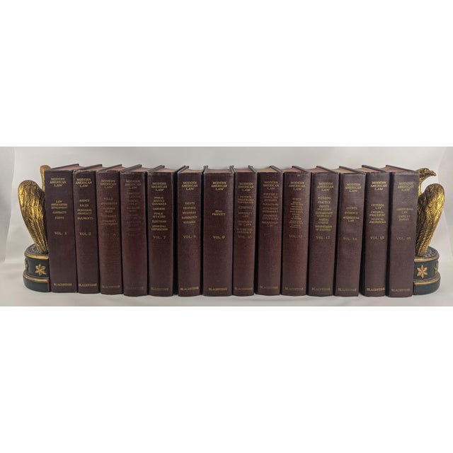 Vintage 1960 Blackstone Modern American Law Books – 14-Volume Burgundy & Gilt Library Set For Sale - Image 11 of 16