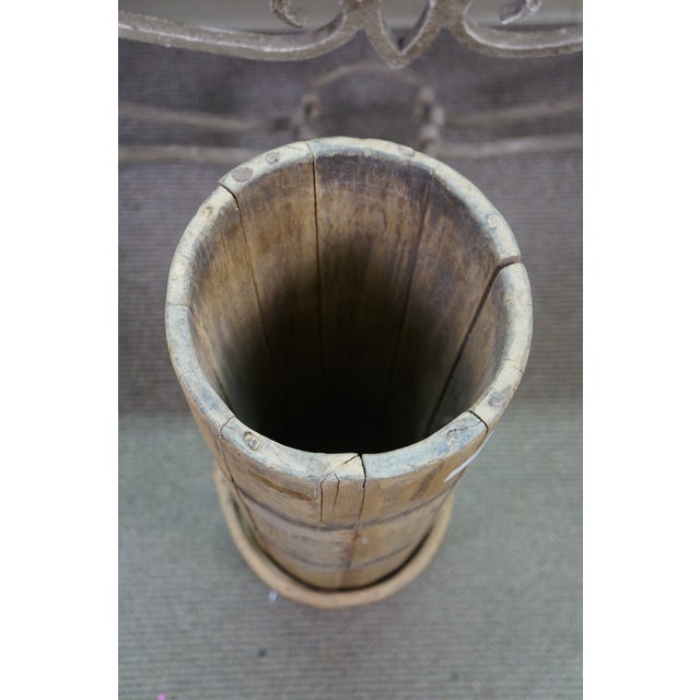 Antique Tibetan Wood Yak Butter Churn Bucket 29" For Sale - Image 4 of 11
