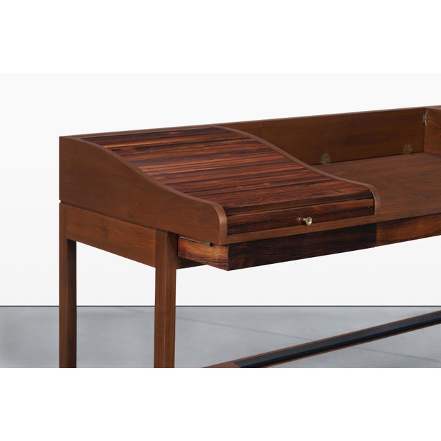 Mid-Century Modern Vintage Rosewood Tambour Door Desk by Edward Wormley for Dunbar, 1950s For Sale - Image 3 of 15