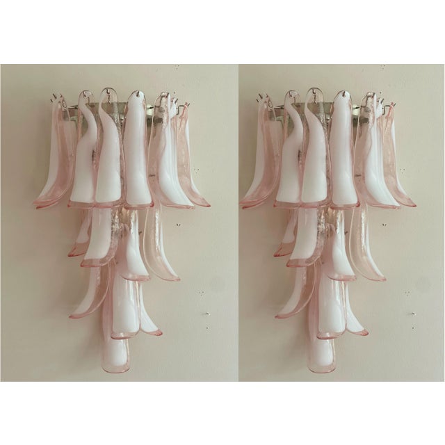 Ivory Pink Murano Glass Wall Lamps, Set of 2 For Sale - Image 8 of 8