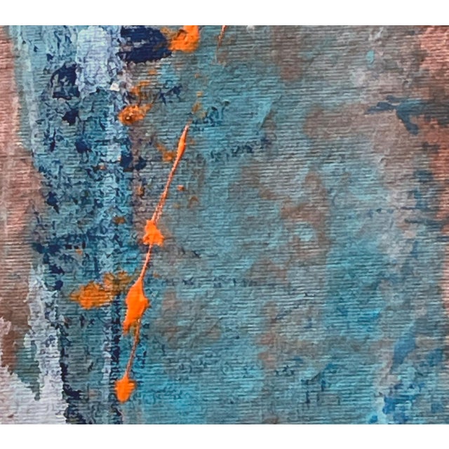 2020s Fiesta. XIX White Framed Surreal Neon Orange/Blue Painting For Sale - Image 5 of 6