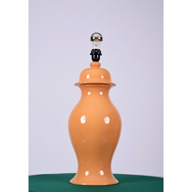 1960s Italian Glazed Ceramic Table Lamp by Tommaso Barbi, 1960s For Sale - Image 5 of 15