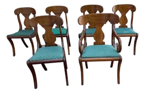 Mid 20th Century Henkel Harris American Classical Style Mahogany Dining Chairs with 1 Armchair - Set of 6