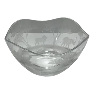 1980s “Big 5” Queen Lace Crystal African Safari Bowl