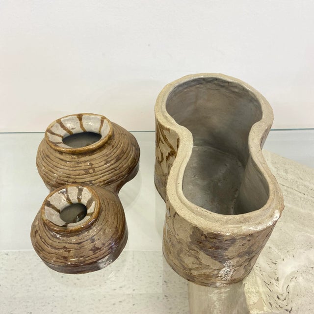 1970s Mid-Century Handmade Two Piece Pottery Urn For Sale - Image 5 of 9