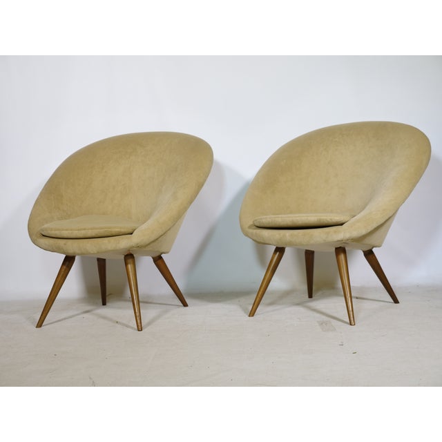 Mid-Century Shell Lounge Chairs in the style of Jean Royère, 1950s, Set of 2 For Sale - Image 4 of 12