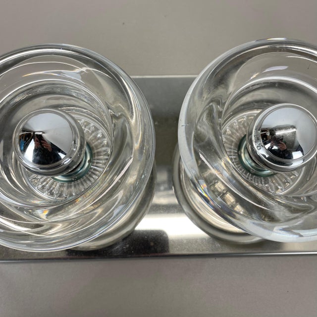Space Age Original Metal Chrome Glass Wall Sconce Cosack Lights, Germany, 1970s For Sale - Image 10 of 18