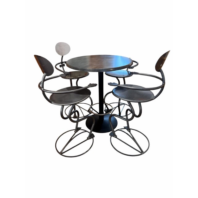 Make an unforgettable statement with this rare 5-piece "He/She" Figural Bistro Bar height Set, designed by renowned...