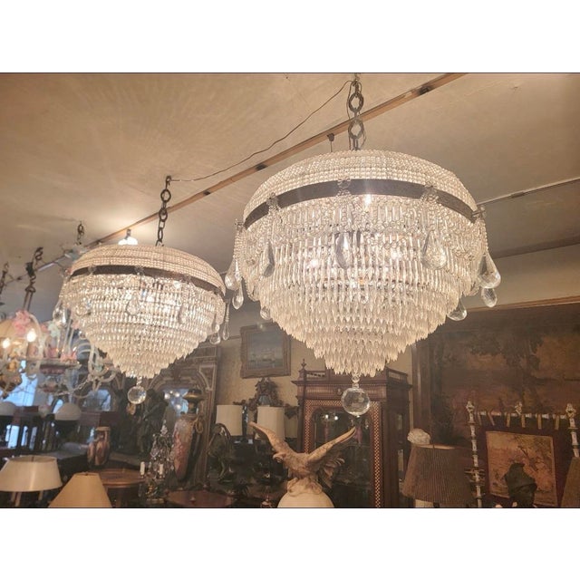 Pair of Vintage Wedding Cake Chandelier For Sale - Image 4 of 10