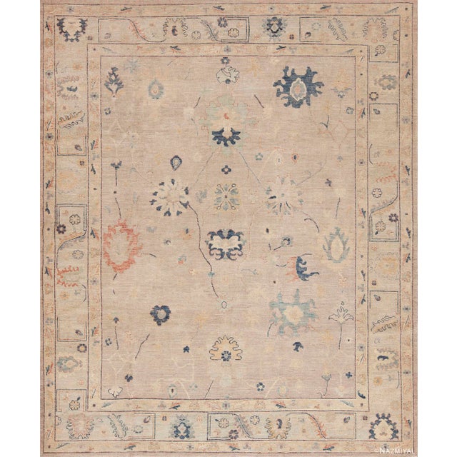 Neutral Light Color Contemporary Modern Turkish Oushak Area Rug For Sale