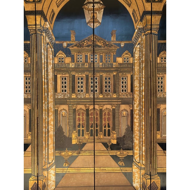Late 20th Century 1980s Monumental 9-Foot Trompe l'Oeil Architectural Folly Screen by Turtle and Crane - Piero Fornasetti Homage For Sale - Image 5 of 12