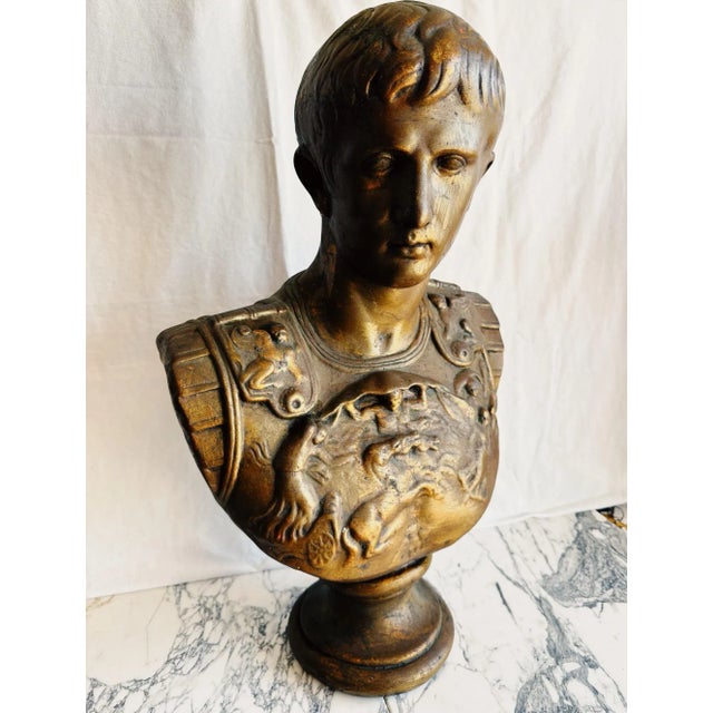 Classical Roman 1970s Bust of Cesar Augustus For Sale - Image 3 of 13