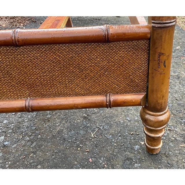 Tommy Bahama Carved Fruitwood Faux Bamboo Queen Bed Chairish
