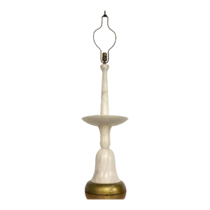 Mid-Century Modern Sculptural Balustrade Form Table Lamp in Carrera Marble
