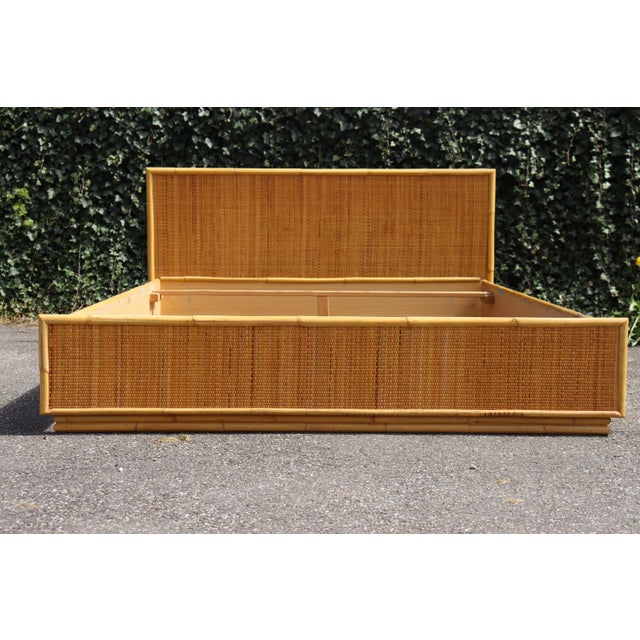 Double bed, signed Dal Vera. Circa 1970, imported from Italy. A simple yet warm bed thanks to the bamboo, reminiscent of...
