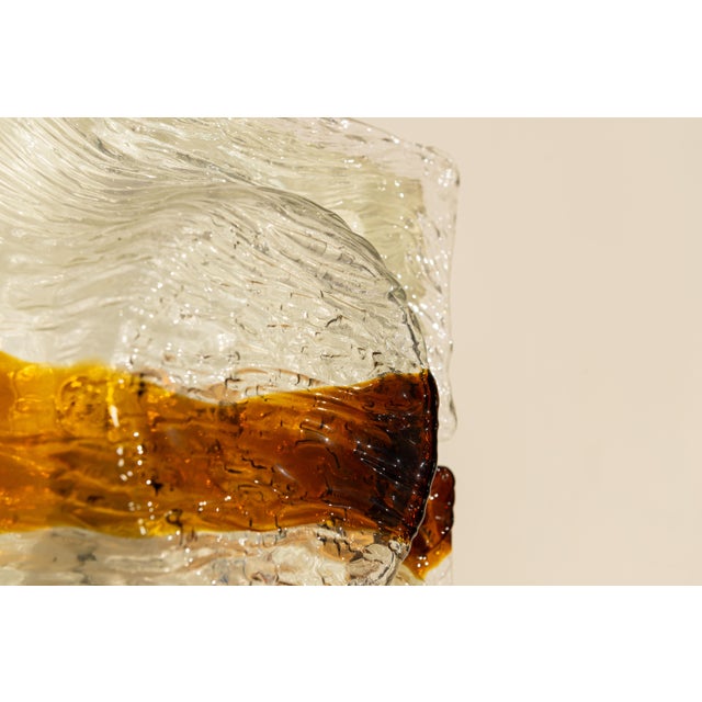 Cristal & Amber Quilt Wall Lamps by Toni Zuccheri for Venini, Italy, 1970s, Set of 3 For Sale - Image 10 of 14