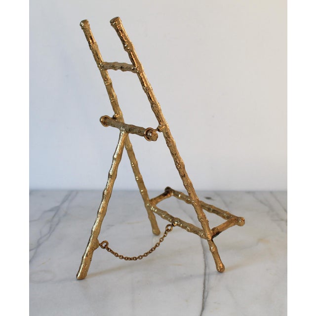 Vintage Faux Bamboo Brass Tabletop Display Easel For Sale In Milwaukee - Image 6 of 10