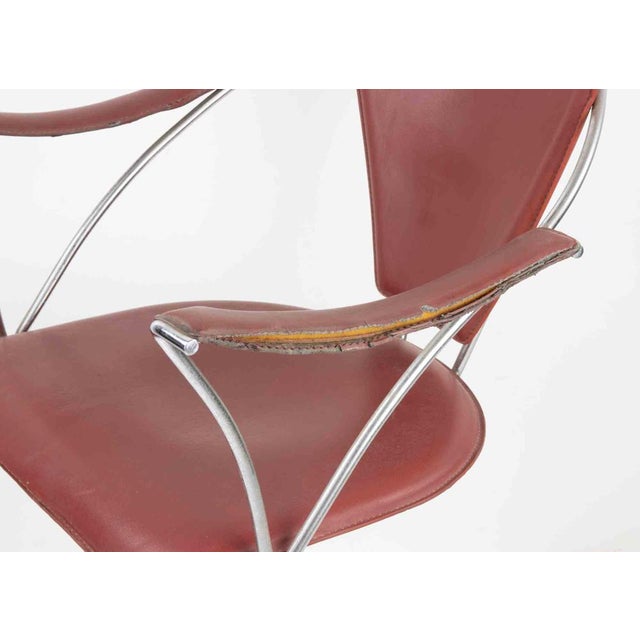 Vintage Chairs in Leather and Chromed Metal from Arrben, Italy, 1980s, Set of 6 For Sale - Image 6 of 12