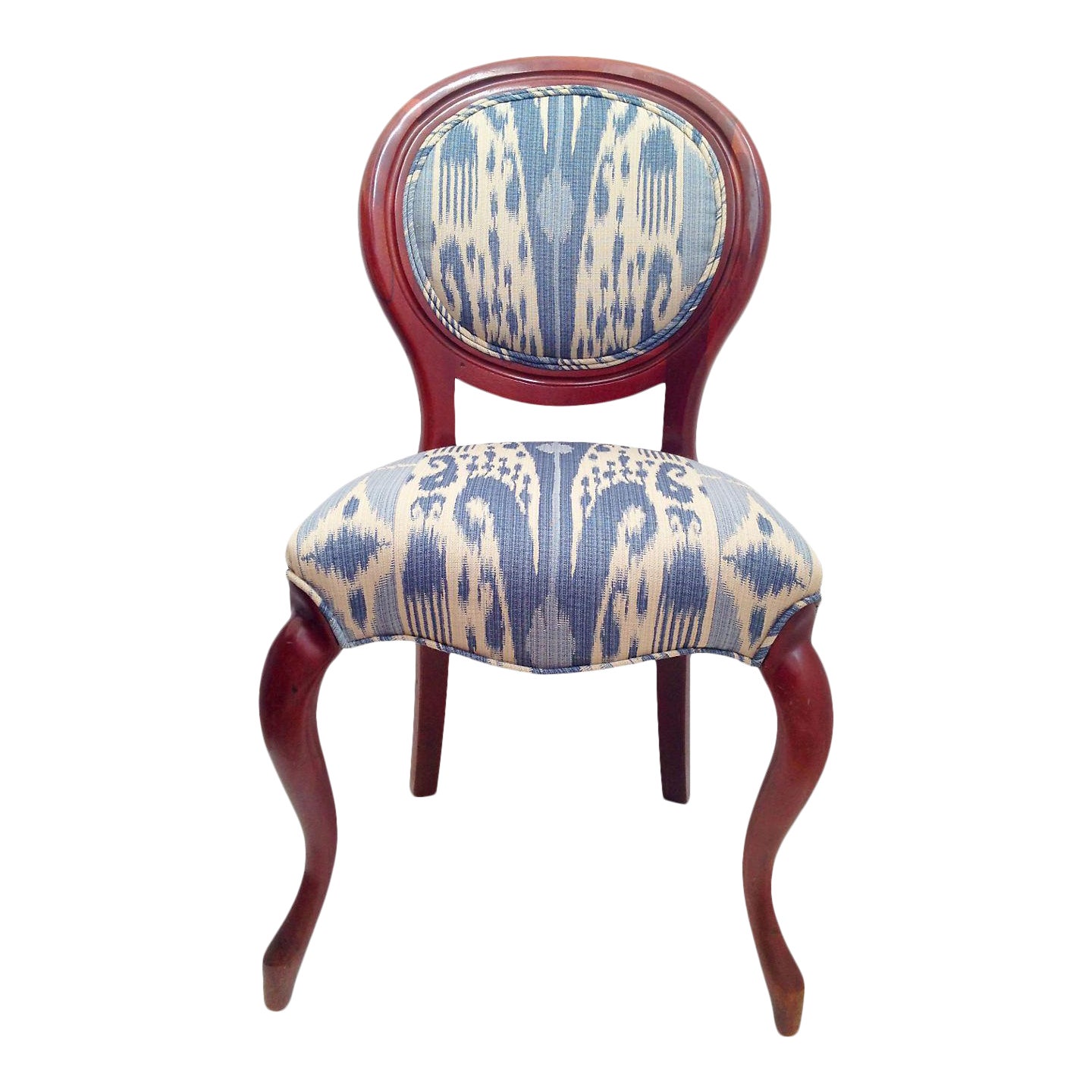 Victorian Kimball Balloon Back Parlor Side Chair in Ikat Chairish