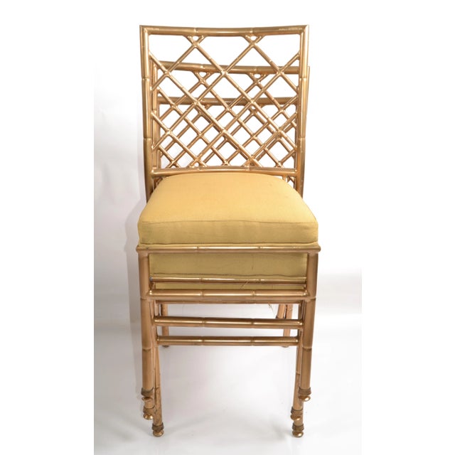 1960s Set 12 Brown Jordan Style Stacking Side Event Chairs Faux Bamboo For Sale In Miami - Image 6 of 12